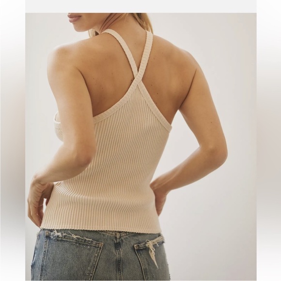 Anthropologie T.La Ribbed Halter Tank Asymmetrical Size Large - Picture 2 of 8
